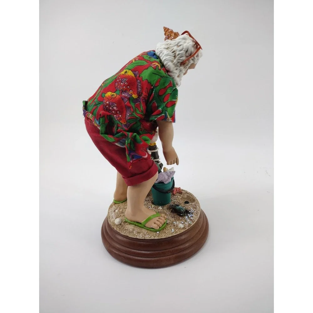 Kurt S Adler Fabriche Beach Santa Shell Tropical Hawaiian Christmas Figurine